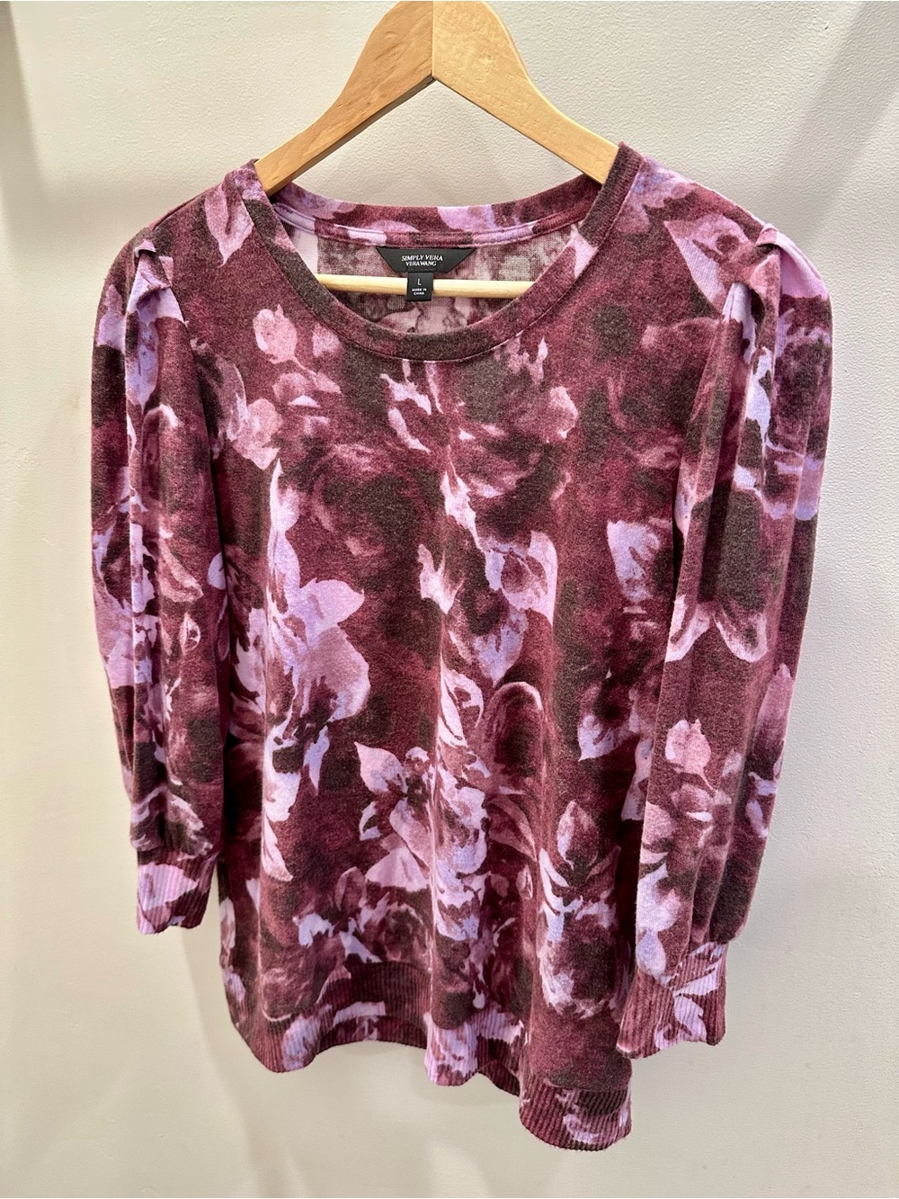 Vera Wang Floral Crewneck Sweater - Rose & Light Pink